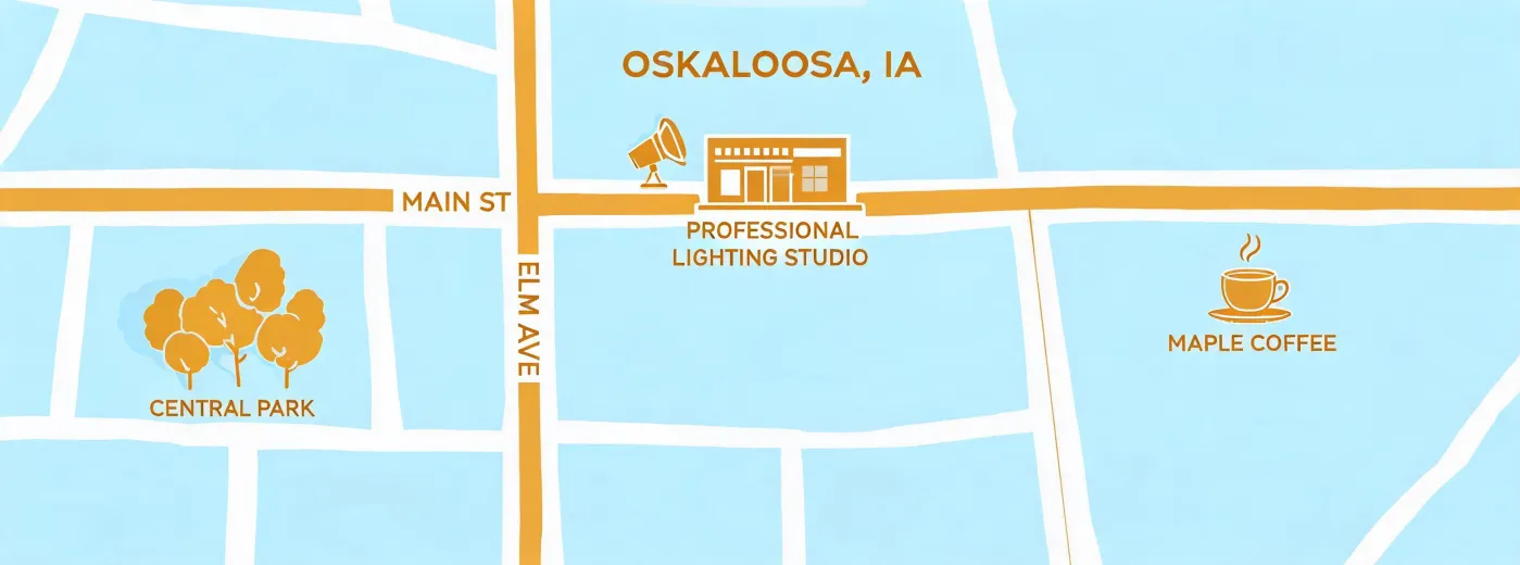 Illustrated map to the Musco lighting studio